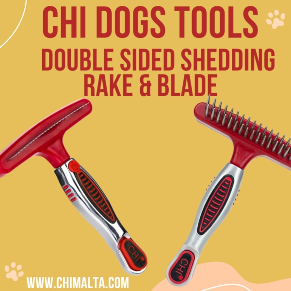 CHI PETS DOUBLE SIDED SHEDDING RAKE & BLADE FOR  ( DOGS )
