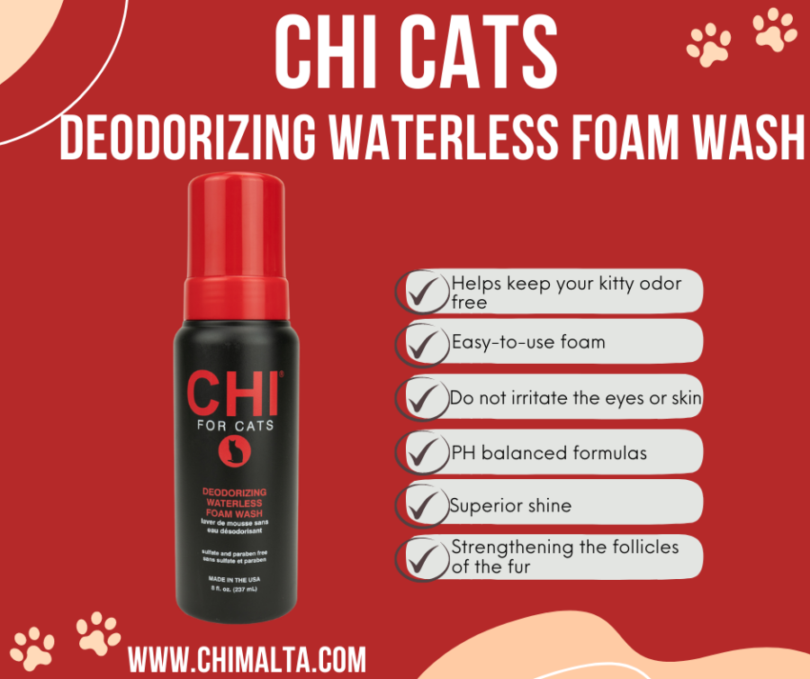 CHI PETS CAT DEODORIZING WATERLESS FOAM WASH