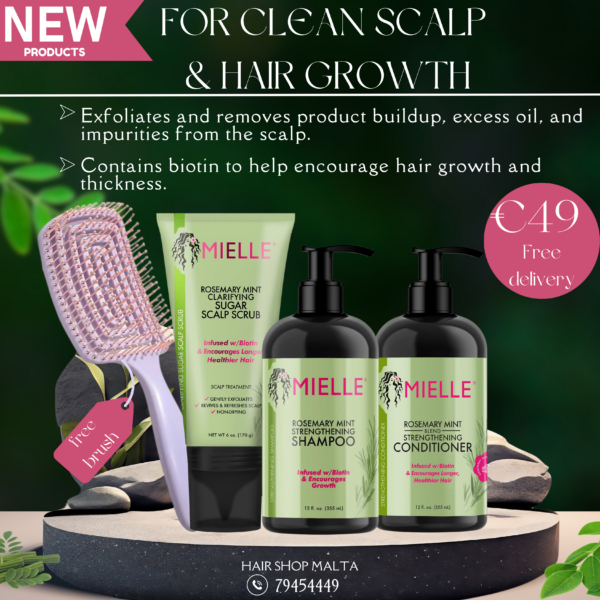 00-MIELLE FOR CLEAN SCALP & HAIR GROWTH + Free Brush
