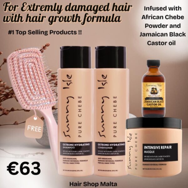 Sunny Isle Chebe & Castor Oil Hair Growth & Repair Package